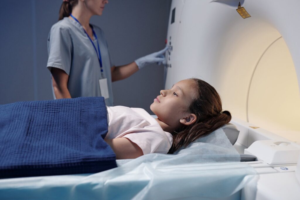 Child getting a CT scan